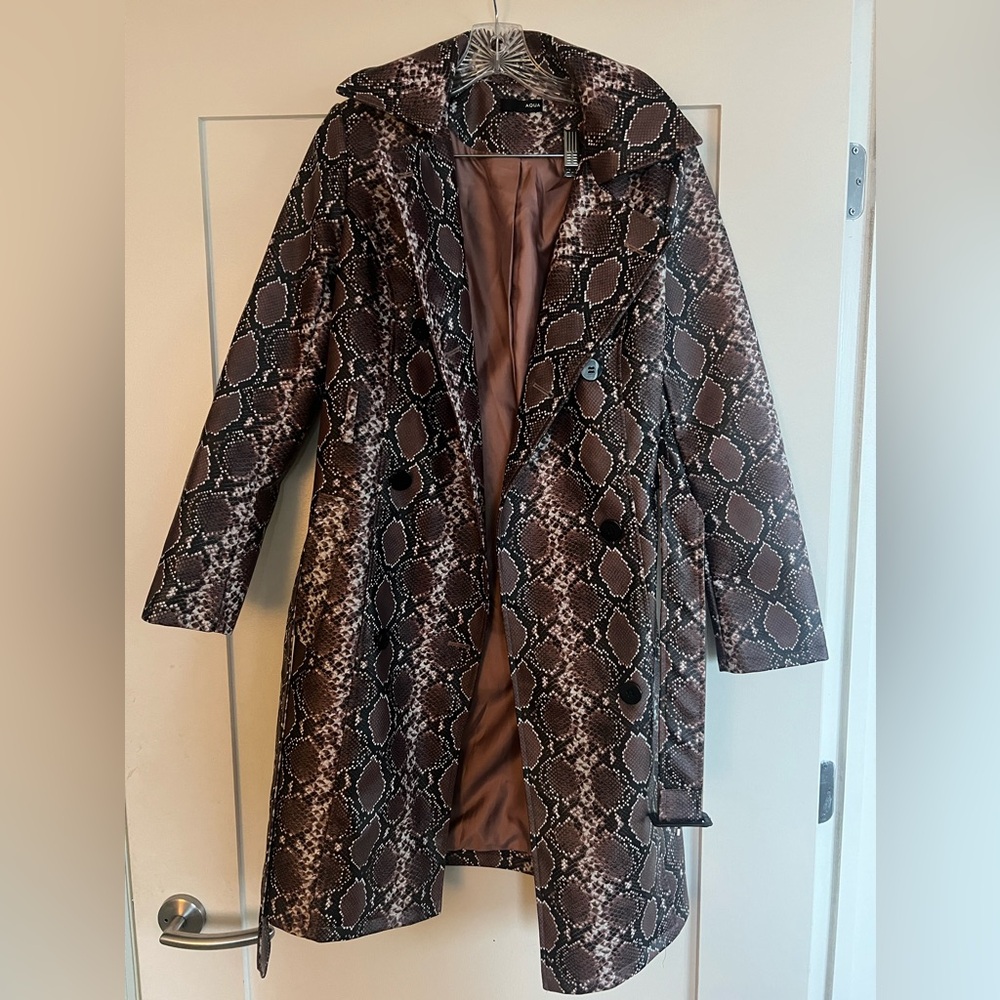 Faux Leather Trench Coat